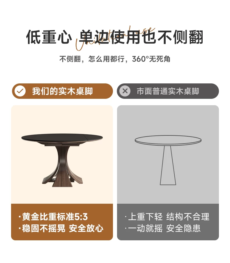 中古风实木岩板餐椅组合5新隐藏电磁炉可伸缩方圆两用餐桌