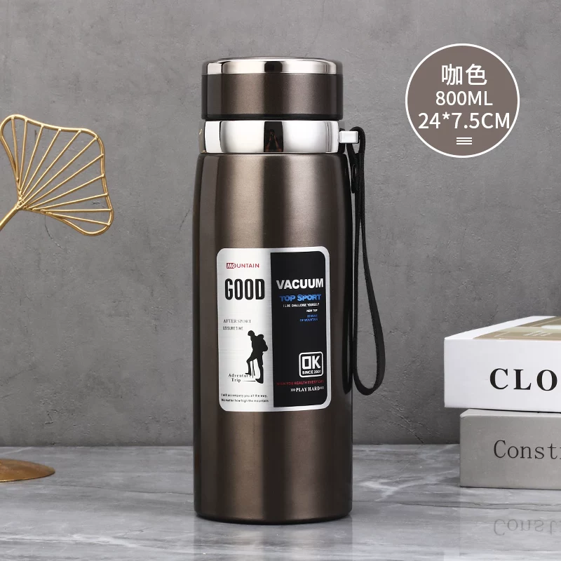 316 stainless steel outdoor car portable insulated cup with a large capacity of 1000ml, men's and women's business tea cups, 800