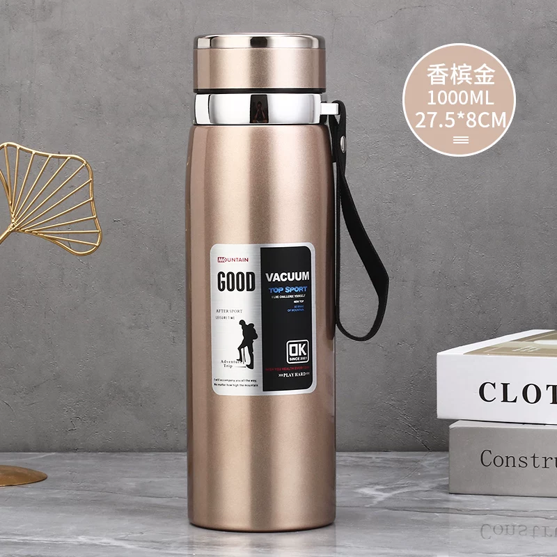 316 stainless steel outdoor car portable insulated cup with a large capacity of 1000ml, men's and women's business tea cups, 800