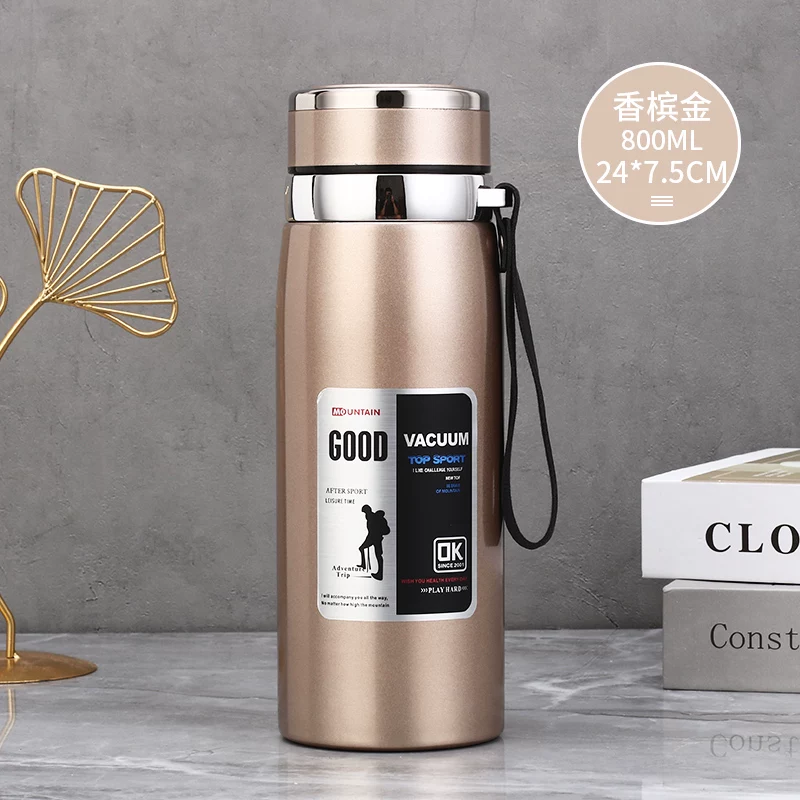 316 stainless steel outdoor car portable insulated cup with a large capacity of 1000ml, men's and women's business tea cups, 800