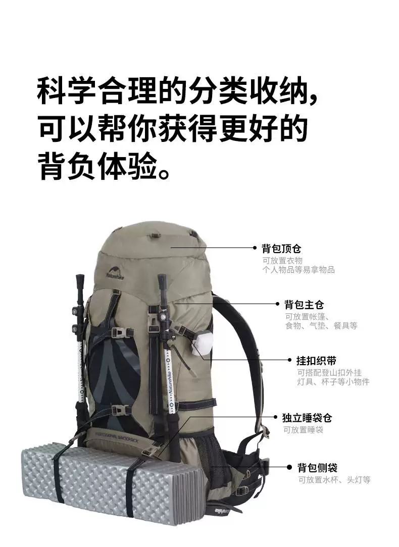 Norwegian hiking backpack for men, professional outdoor hiking backpack for women, 70L large capacity lightweight camping travel backpack
