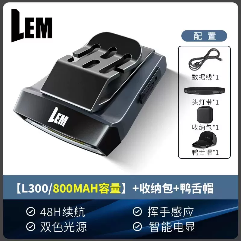 LEM Headlamp Fishing Specific Induction Hat Clip Light Strong Light Super Bright Charging Head Mounted Clip on Long Range Night Fishing Light