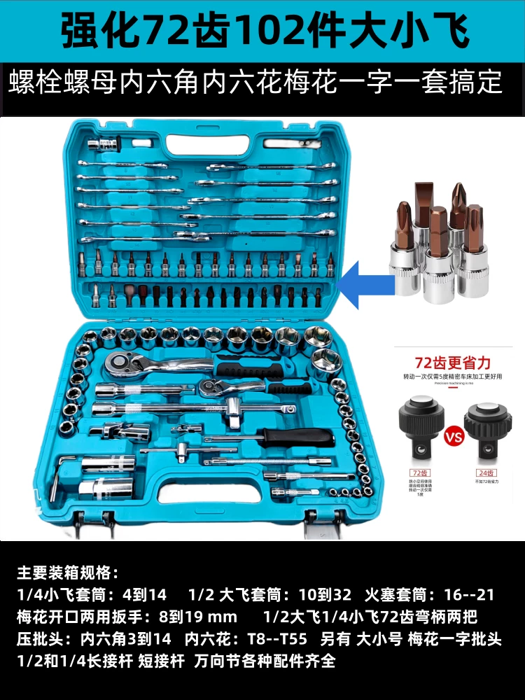 Depuda wrench socket repair kit ratchet 72 teeth quick kit with on-board tools for machine repair and auto repair, a complete set
