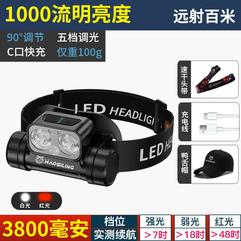 Cat Commander 2025 new strong light headlight fishing specific induction ultra long endurance night fishing light ultra bright red light mosquito repellent