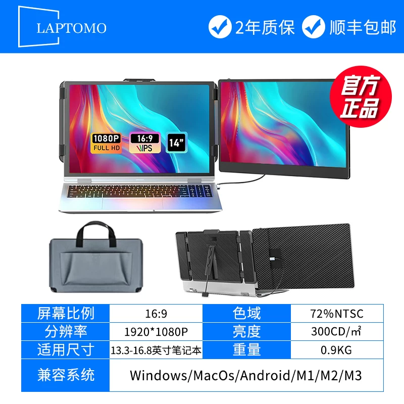 LAPTOMO notebook expansion screen dual screen convenient display triple screen folding expansion computer with multiple secondary screens