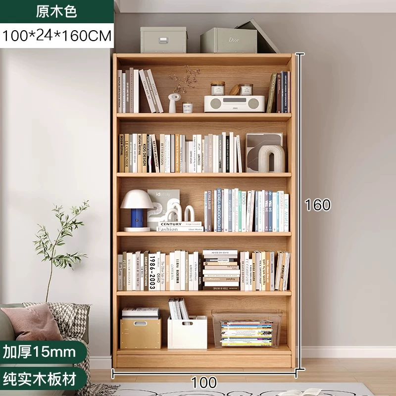 Thickened unpainted solid wood bookshelf with six layers of imported pine corner bookshelf
