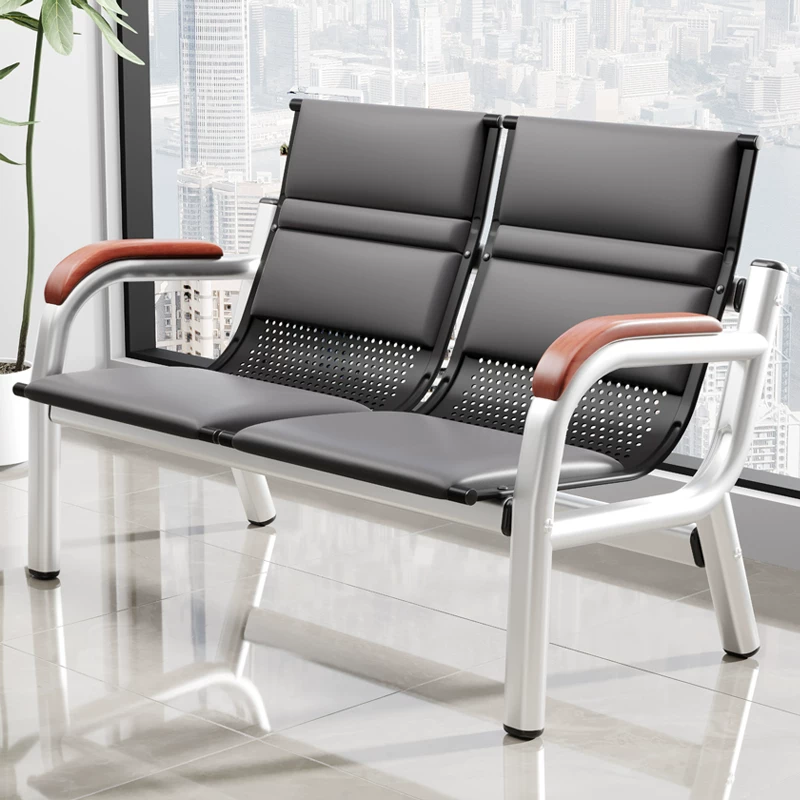 Office sofa, coffee table combination, reception room, simple three person seat, iron frame, long chair, iron art waiting sofa chair
