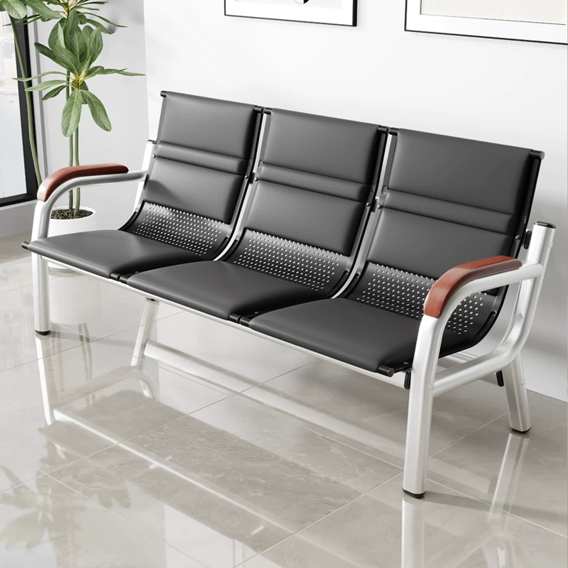 Office sofa, coffee table combination, reception room, simple three person seat, iron frame, long chair, iron art waiting sofa chair