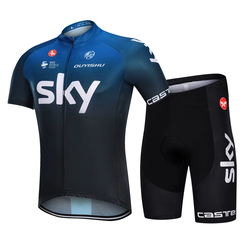 Sky cycling suit short sleeved set men's summer road cycling suit quick drying breathable mountain baby bag cycling pants top