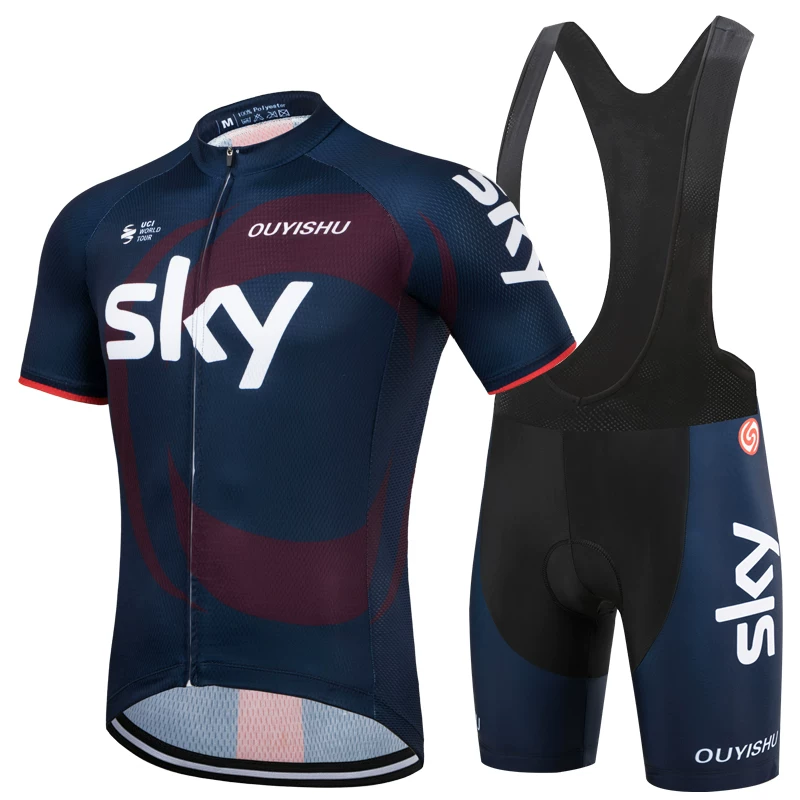 Sky cycling suit short sleeved set men's summer road cycling suit quick drying breathable mountain baby bag cycling pants top