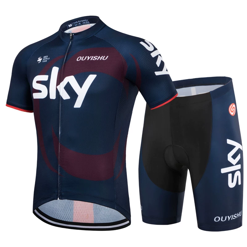 Sky cycling suit short sleeved set men's summer road cycling suit quick drying breathable mountain baby bag cycling pants top