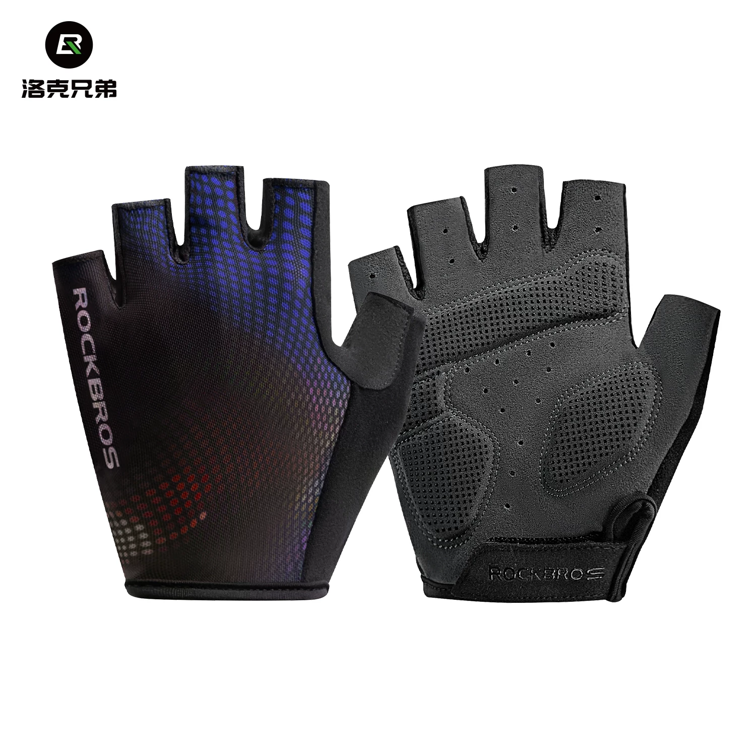 Rock Brothers Riding Gloves Half Finger Summer Men's and Women's Highway Mountaineering Bike Bicycle Bike Equipment Shock Absorbent Breathable