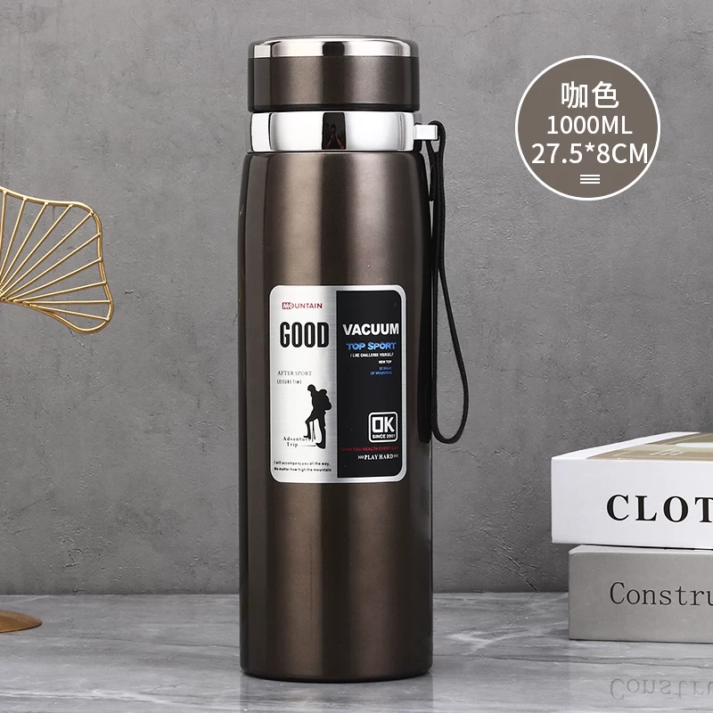 316 stainless steel outdoor car portable insulated cup with a large capacity of 1000ml, men's and women's business tea cups, 800