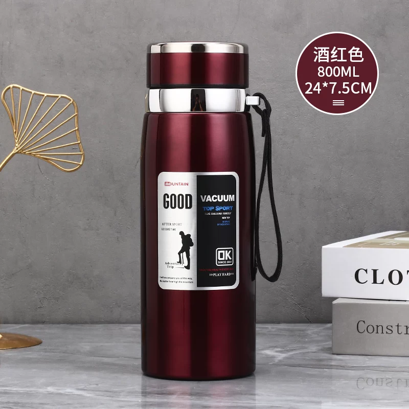 316 stainless steel outdoor car portable insulated cup with a large capacity of 1000ml, men's and women's business tea cups, 800