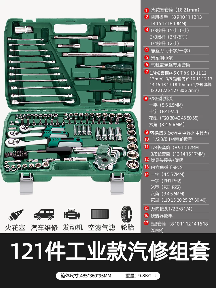 Automotive repair tool set, socket, ratchet wrench, multifunctional toolbox for automotive repair, comprehensive collection of repair and maintenance tools