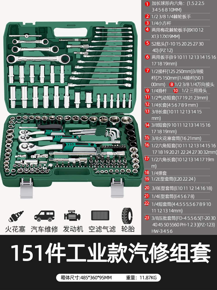 Automotive repair tool set, socket, ratchet wrench, multifunctional toolbox for automotive repair, comprehensive collection of repair and maintenance tools