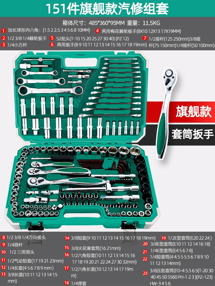 Automotive repair tool set, socket, ratchet wrench, multifunctional toolbox for automotive repair, comprehensive collection of repair and maintenance tools
