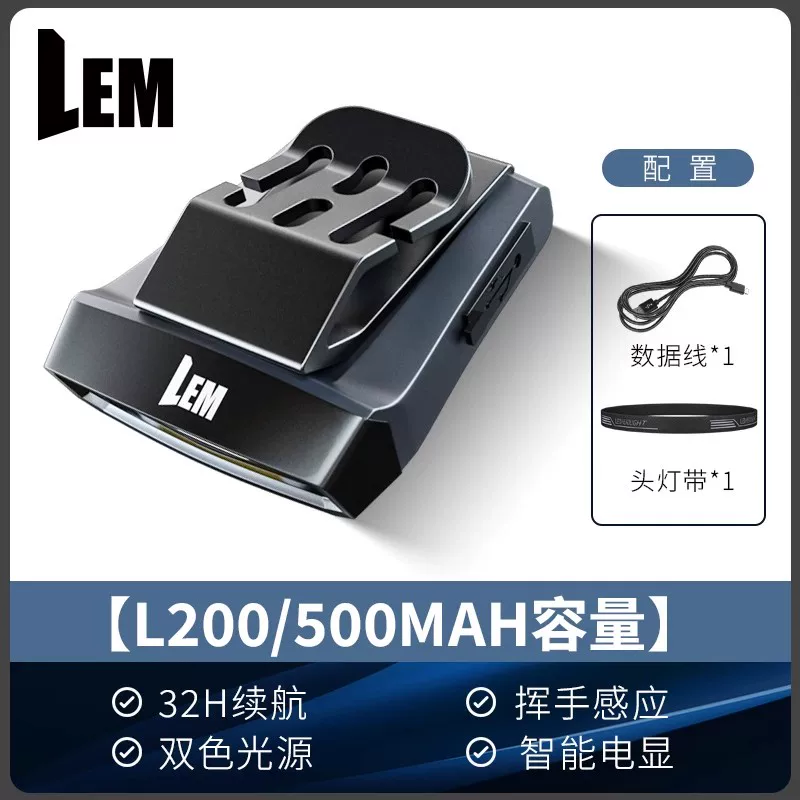 LEM Headlamp Fishing Specific Induction Hat Clip Light Strong Light Super Bright Charging Head Mounted Clip on Long Range Night Fishing Light