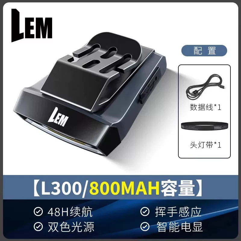 LEM Headlamp Fishing Specific Induction Hat Clip Light Strong Light Super Bright Charging Head Mounted Clip on Long Range Night Fishing Light