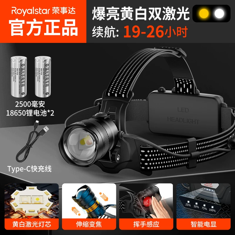 Rongshida Headlights, Strong Light Charging, Ultra Bright Induction Head Mounted Lighting, Long Range Outdoor Fishing Flashlight
