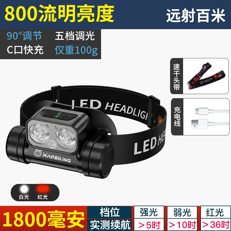 Cat Commander 2025 new strong light headlight fishing specific induction ultra long endurance night fishing light ultra bright red light mosquito repellent