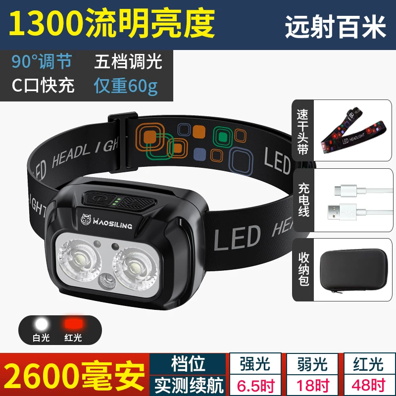 Cat Commander 2025 new strong light headlight fishing specific induction ultra long endurance night fishing light ultra bright red light mosquito repellent