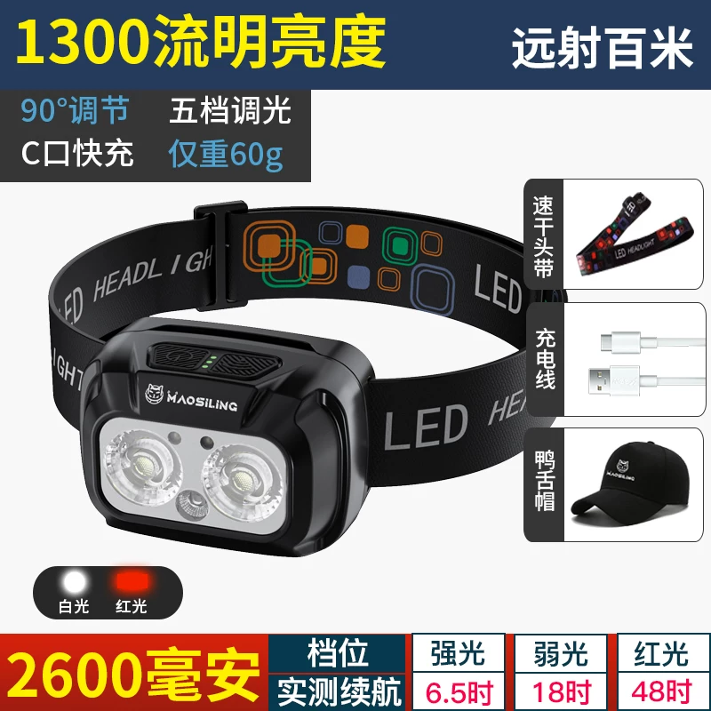 Cat Commander 2025 new strong light headlight fishing specific induction ultra long endurance night fishing light ultra bright red light mosquito repellent