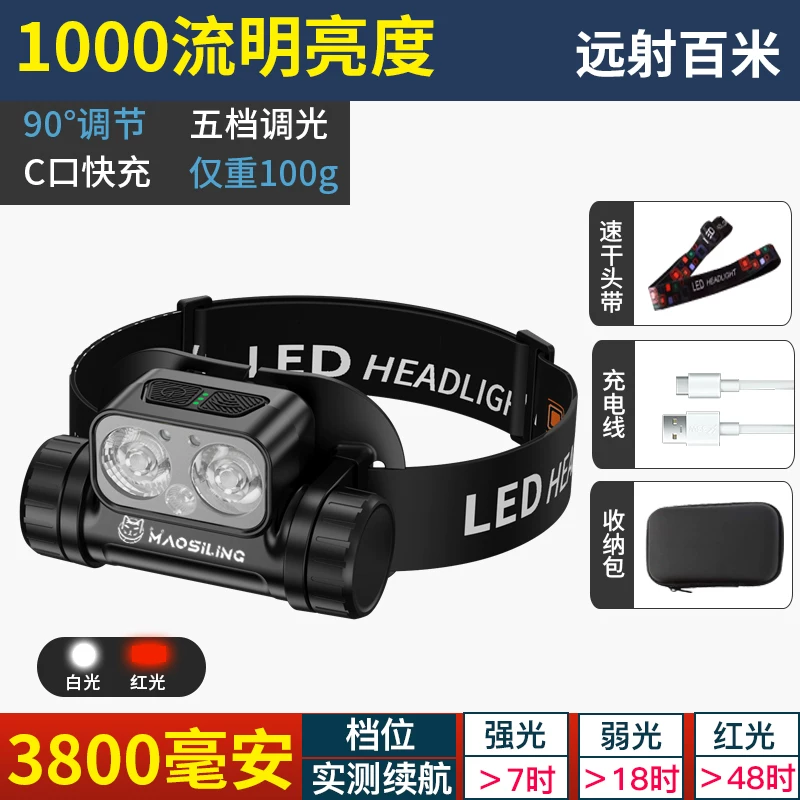 Cat Commander 2025 new strong light headlight fishing specific induction ultra long endurance night fishing light ultra bright red light mosquito repellent