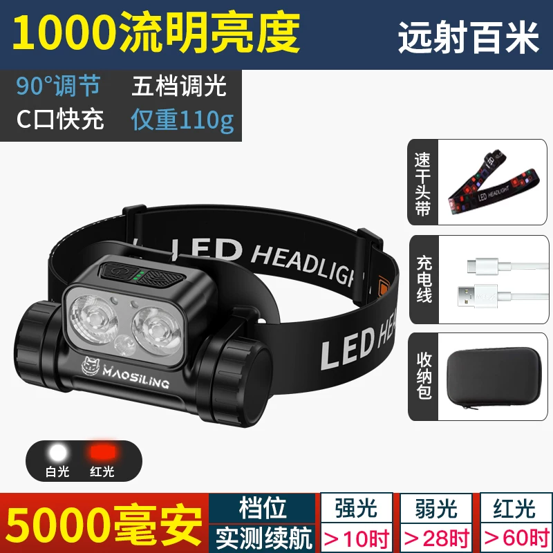 Cat Commander 2025 new strong light headlight fishing specific induction ultra long endurance night fishing light ultra bright red light mosquito repellent