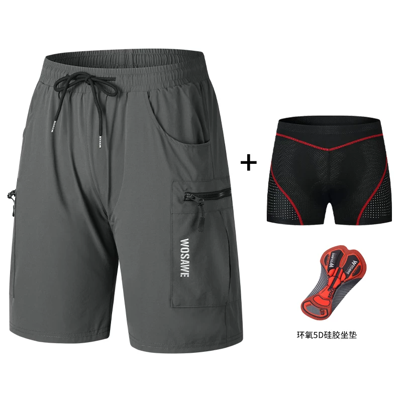 WOSAWE mountain bike riding pants men's silicone pad casual shorts road bike commuting cycling clothes