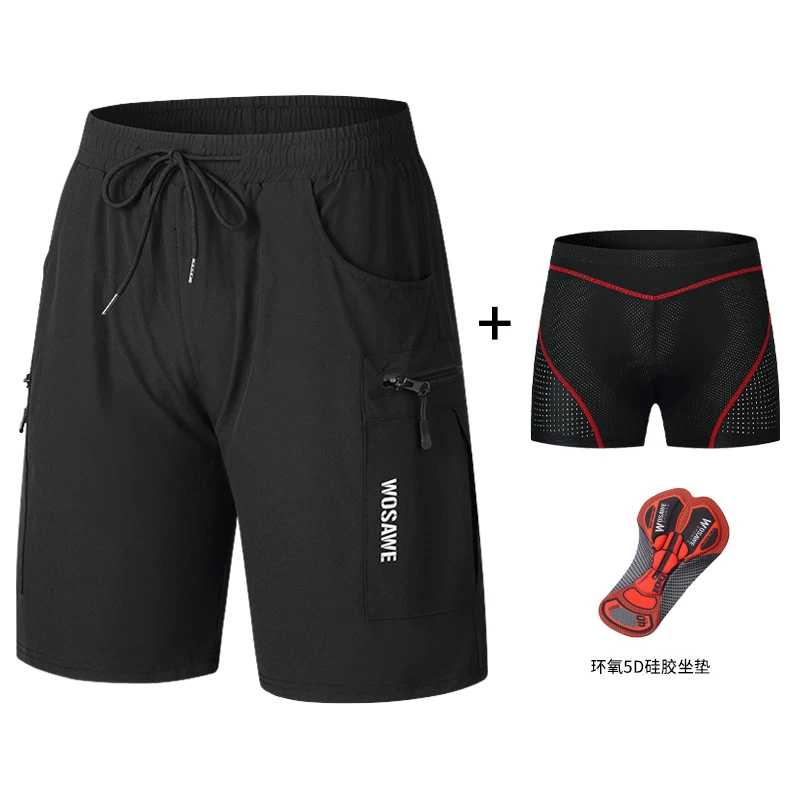 WOSAWE mountain bike riding pants men's silicone pad casual shorts road bike commuting cycling clothes