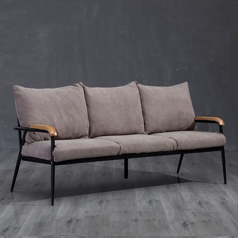 Double Room Fanchen Nordic Fabric Sofa Small House Living Room Solid Wood Iron Art Simple Modern Set Frame Bedroom