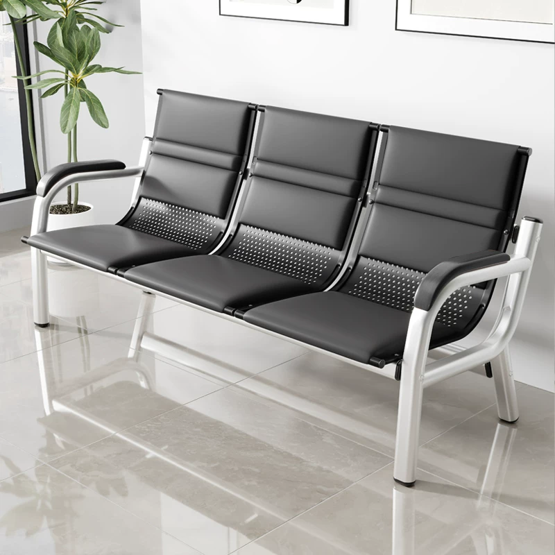 Office sofa, coffee table combination, reception room, simple three person seat, iron frame, long chair, iron art waiting sofa chair