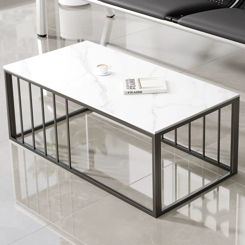 Office sofa, coffee table combination, reception room, simple three person seat, iron frame, long chair, iron art waiting sofa chair