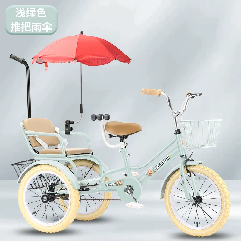 Children's tricycles and bicycles can be ridden by two people with a rear bucket. - Year old children can pedal bicycles on their own