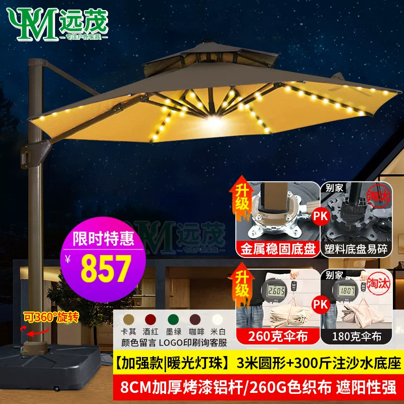 Yuanmao Outdoor Umbrella Garden Umbrella Villa Outdoor Garden Large Umbrella Shed Commercial Stall Outdoor Roman Umbrella