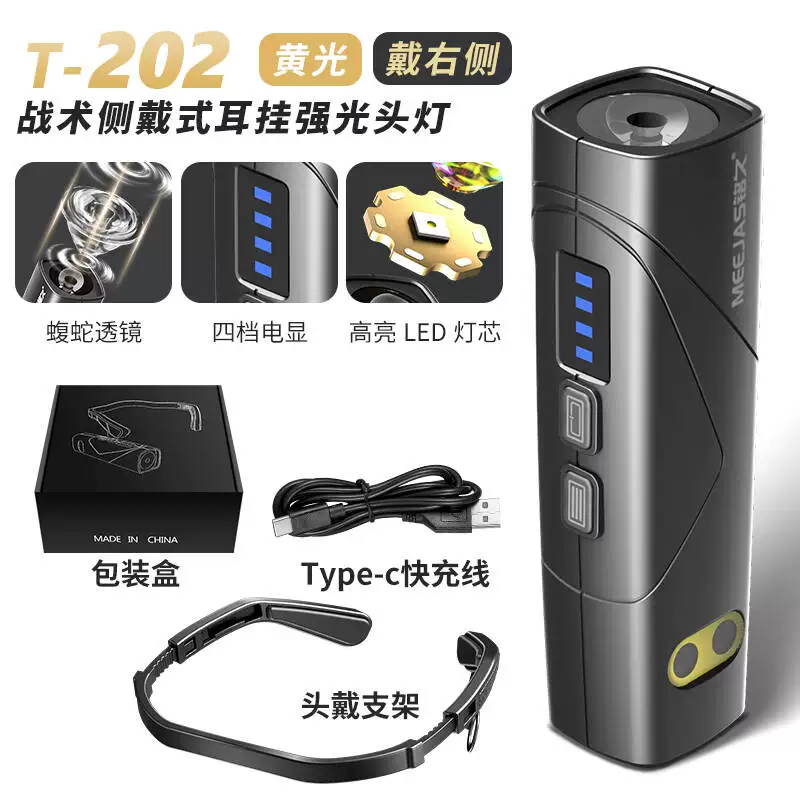 Mingjiu 2025 New Headlights with Strong Light Charging and Ultra Bright Night Fishing Special Outdoor Mountaineering Ear Head Mounted Lighting