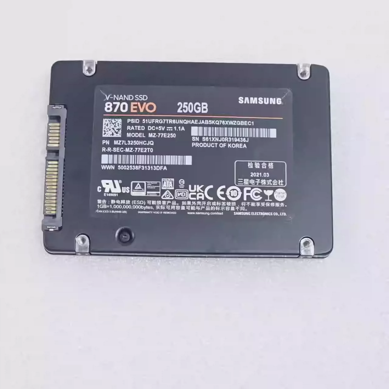 Samsung/三星 870EVO 250G 500G 1T2TBSSD настольный ноутбук с твердотельным накопителем
