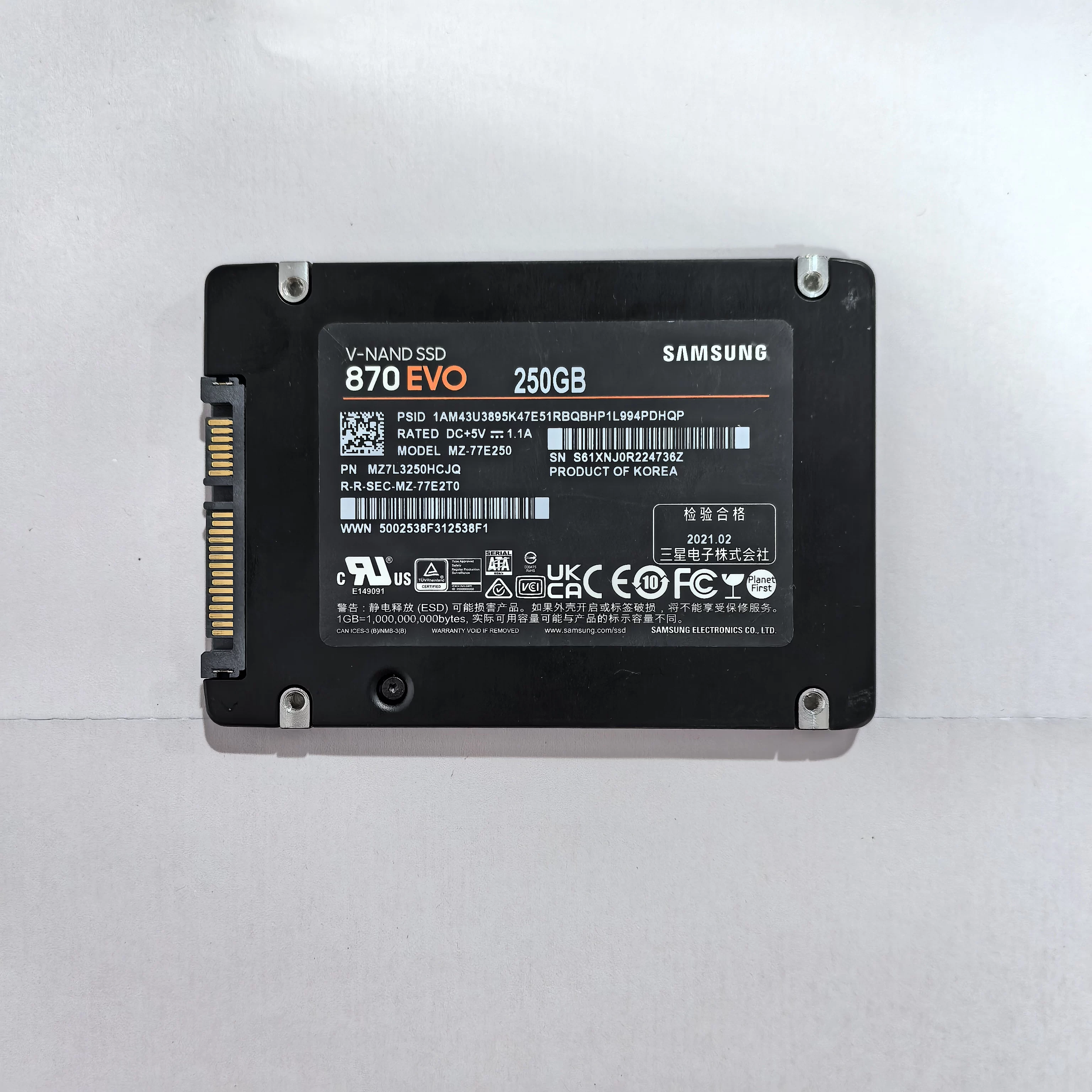 Samsung/三星 870EVO 250G 500G 1T2TBSSD настольный ноутбук с твердотельным накопителем