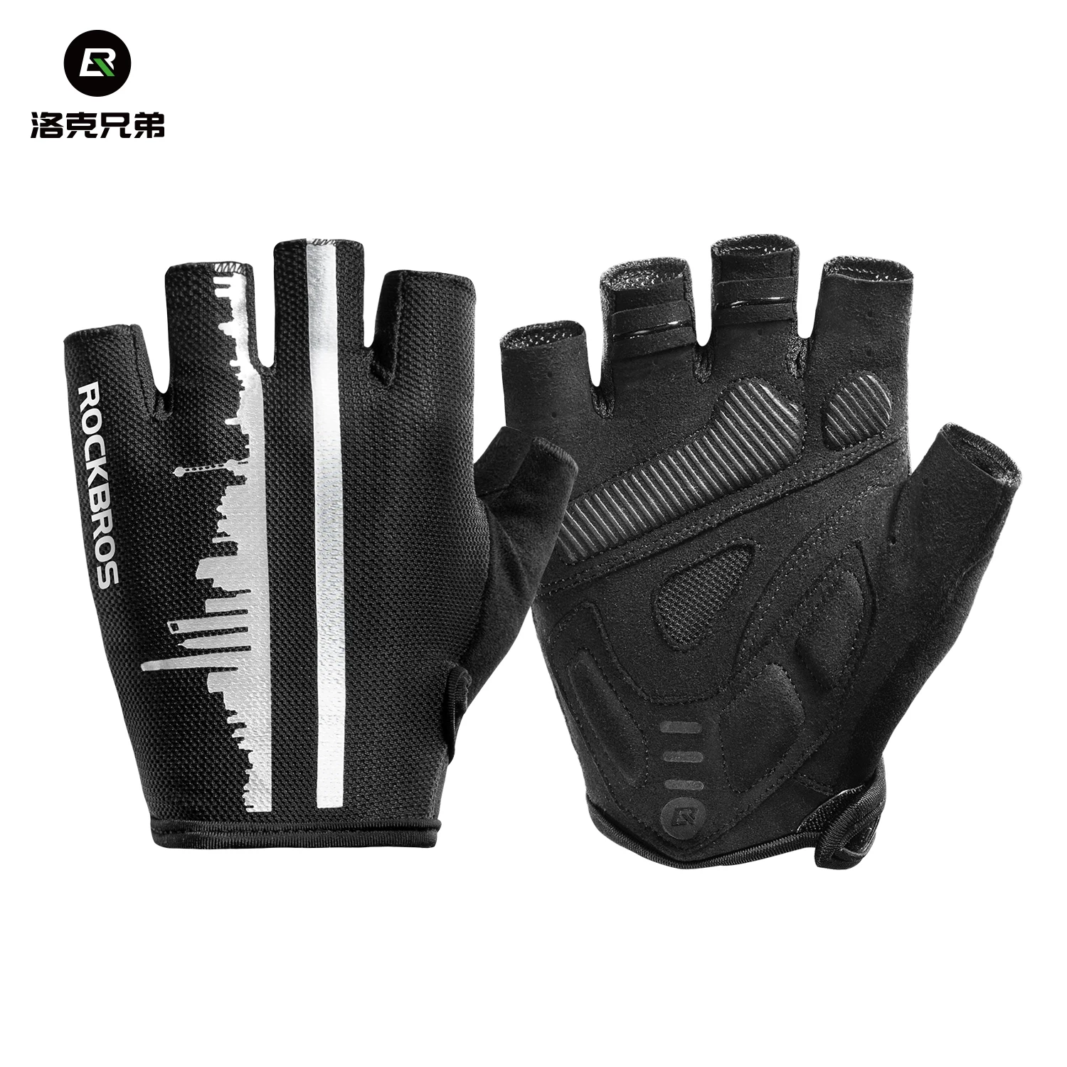 Rock Brothers Riding Gloves Half Finger Summer Men's and Women's Highway Mountaineering Bike Bicycle Bike Equipment Shock Absorbent Breathable