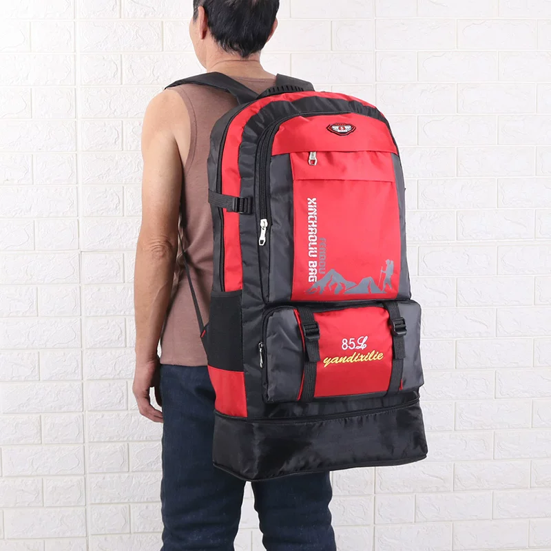 100 liter outdoor hiking bag for men, large capacity farmer's work backpack, sturdy and durable luggage bag, waterproof backpack