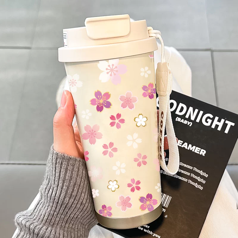 2025 new insulated cup for women with high appearance, straw water cup, 316 stainless steel high-end internet famous insulated coffee cup