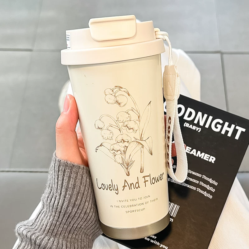 2025 new insulated cup for women with high appearance, straw water cup, 316 stainless steel high-end internet famous insulated coffee cup