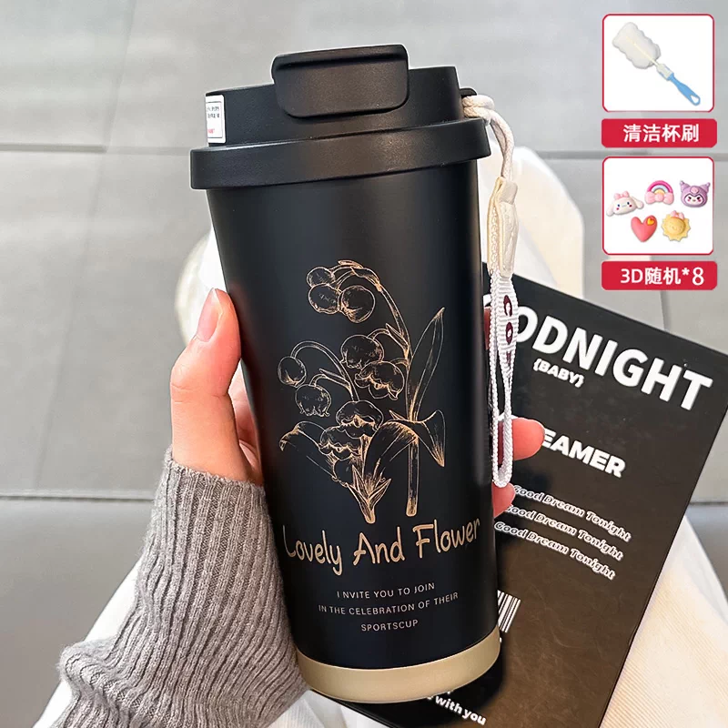 2025 new insulated cup for women with high appearance, straw water cup, 316 stainless steel high-end internet famous insulated coffee cup
