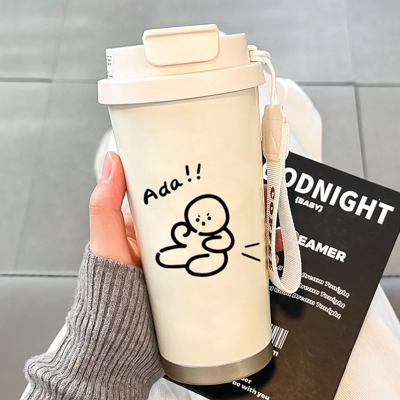 2025 new insulated cup for women with high appearance, straw water cup, 316 stainless steel high-end internet famous insulated coffee cup