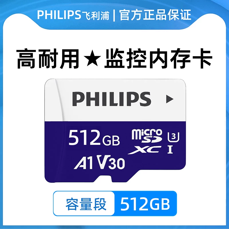 Philips High Speed TF Memory Card 256GB Supports High Durability Memory Card for 4K Video Recording of Driving Recorder