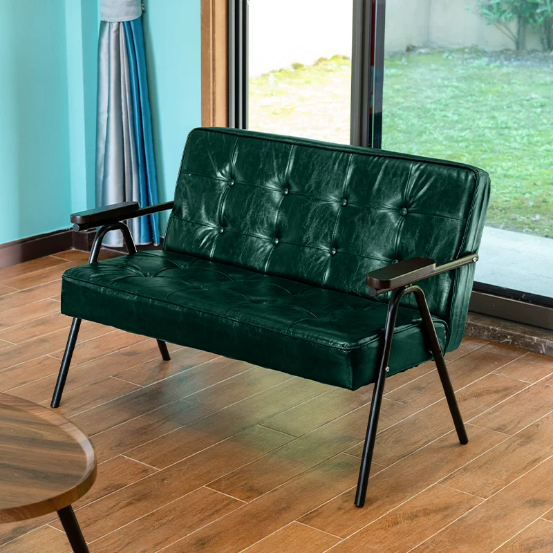 American retro oil wax leather sofa, industrial style iron sofa, L-shaped combination, small apartment, simple modern sofa