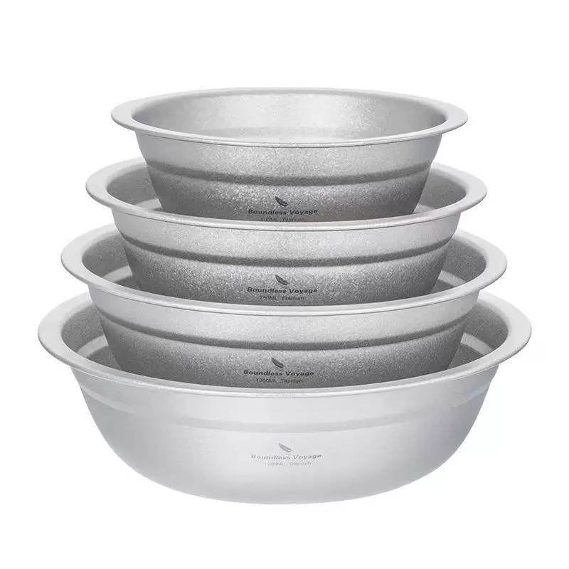 Biwei Pure Titanium Bowl Soup Basin Deep Plate Outdoor Camping Picnic Sableware Scapeable Open Fire Shaping Bowl