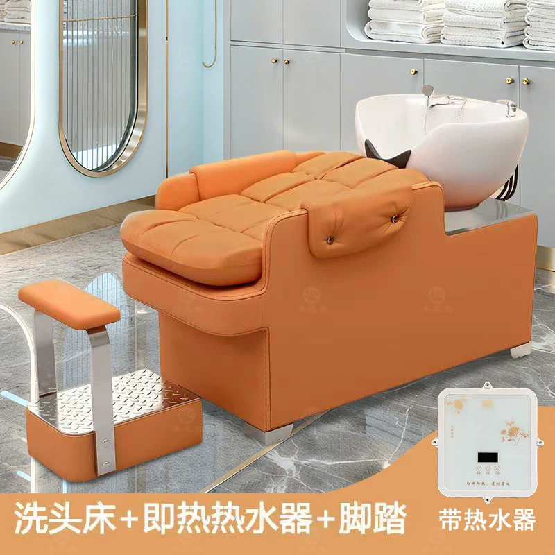 Hair washing bed, hair salon special integrated water heater, flushing bed, hair salon semi reclining energy-saving short hair ceramic basin