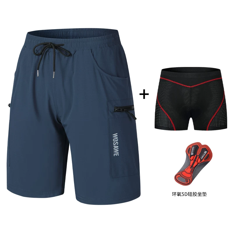WOSAWE mountain bike riding pants men's silicone pad casual shorts road bike commuting cycling clothes